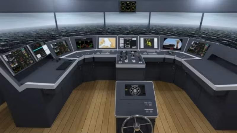 Passerelle du centre de simulation et d'entraînement naval, écrans à 360 degrés